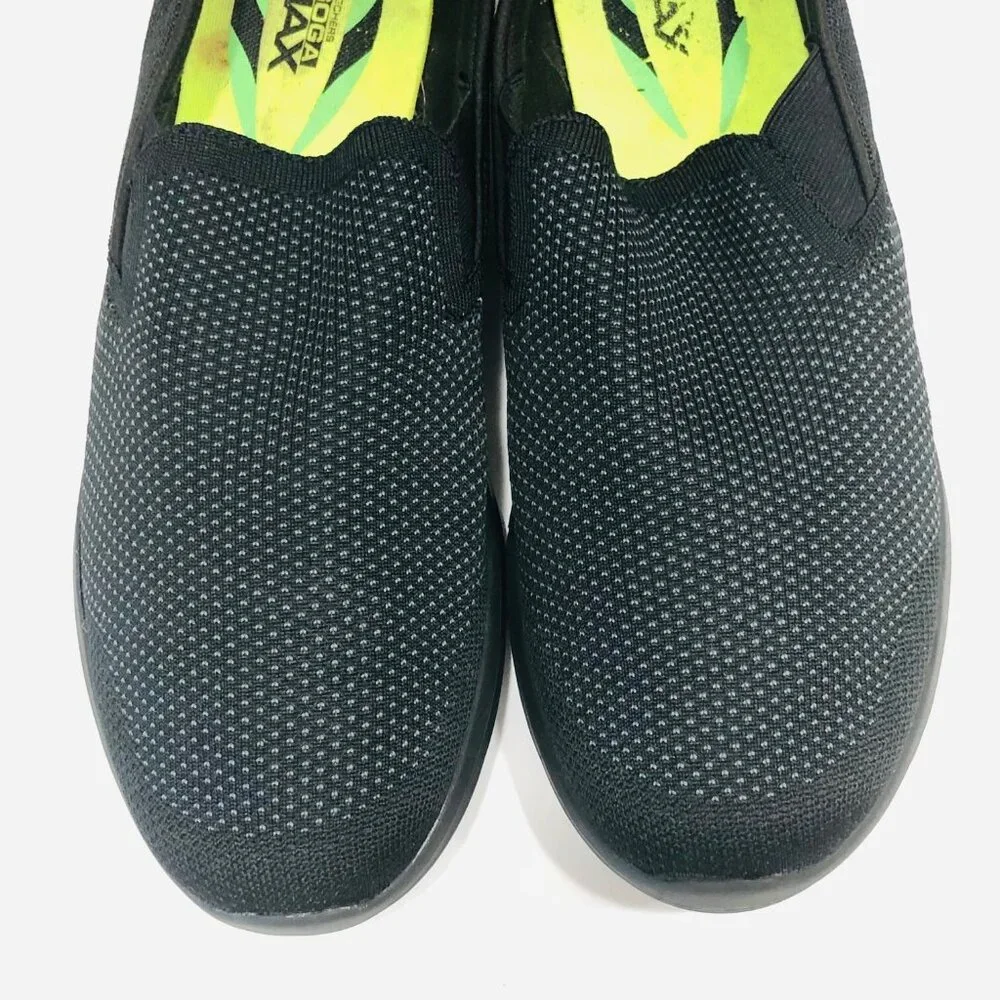 Skechers GO FLEX Knit Shoes Mens 13 GoGa Max Black Mesh Slip‎ On Walking